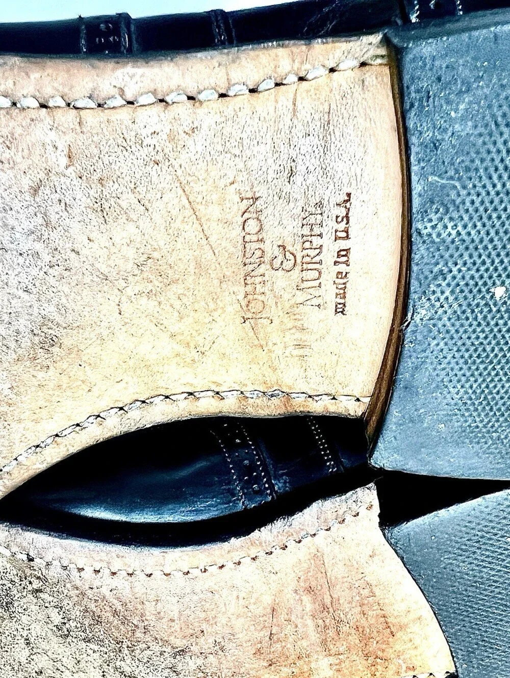 Johnson Murphy Optima 11.5 D Black Leather Wingtip Brogue Oxford Shoes